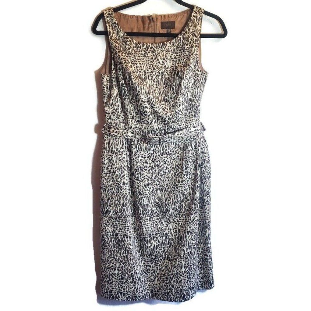 Pure Collection Dress Womens Sleeveless Belted Sheath Lined Kick Pleat Back 6